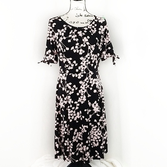 Talbots Plus Black Pink Floral Short Sleeve Dress Womens Size 1X - Picture 1 of 11